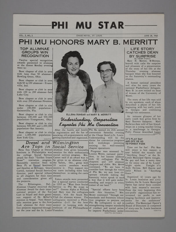 Phi Mu Star, Vol. 3, No. 2, June 28, 1960 (Image)