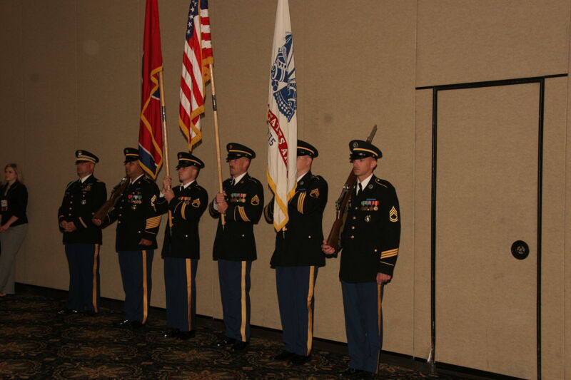 July 2006 Six Army Members in Convention Parade of Flags Photograph Image