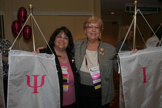 Margo Grace and Marilyn Mann With Chapter Flags at Convention Photograph, July 2006 (image)