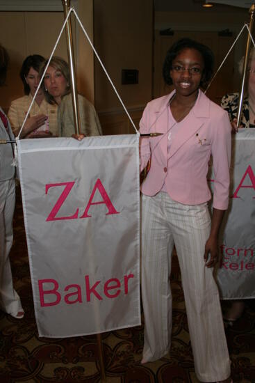 Unidentified Phi Mu With Zeta Alpha Chapter Flag at Convention Photograph, July 2006 (image)