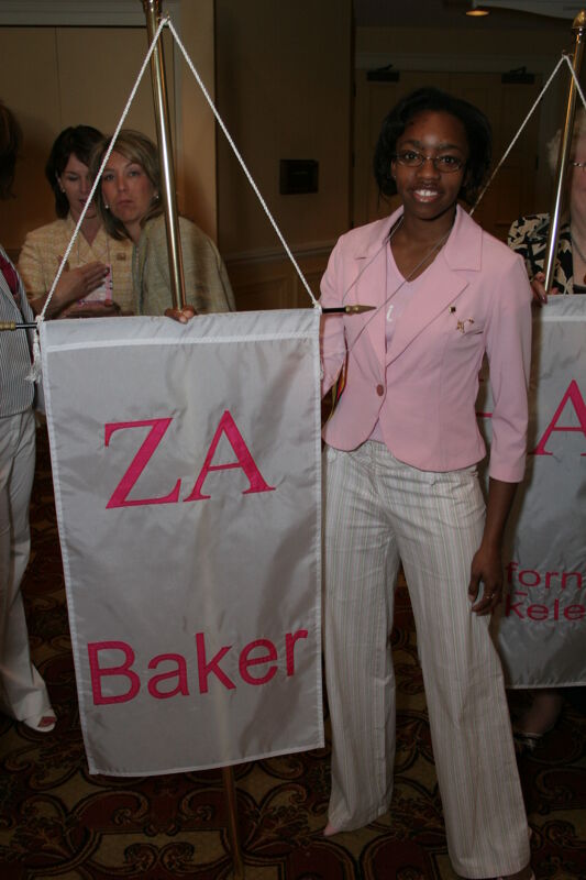 Unidentified Phi Mu With Zeta Alpha Chapter Flag at Convention Photograph, July 2006 (Image)