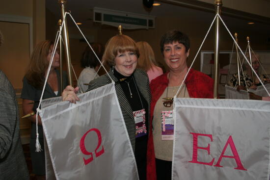 Dusty Manson and Carolyn Brunson With Chapter Flags at Convention Photograph, July 2006 (image)