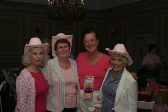 McCarty, Henson, and Two Unidentified Phi Mus at Convention 1852 Dinner Photograph, July 14, 2006 (image)