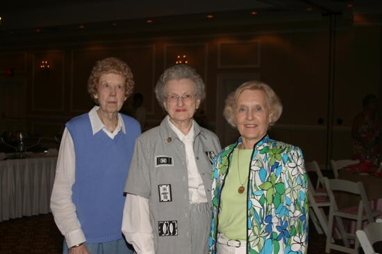 Annadell Lamb and Two Unidentified Phi Mus at Convention 1852 Dinner Photograph 1, July 14, 2006 (image)