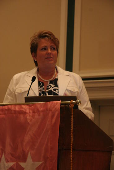 Unidentified Phi Mu Speaking at Friday Convention Session Photograph 13, July 14, 2006 (image)