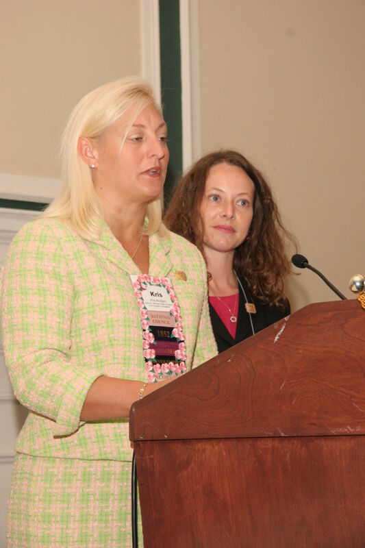 Kris Bridges and Lisa Williams Speaking at Friday Convention Session Photograph 5, July 14, 2006 (Image)