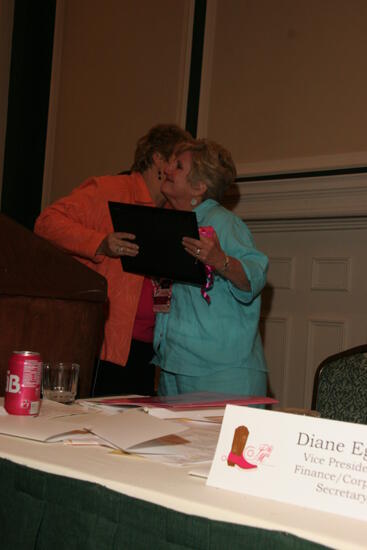 Kathy Williams Presenting Award to Sharon Staley at Friday Convention Session Photograph, July 14, 2006 (image)