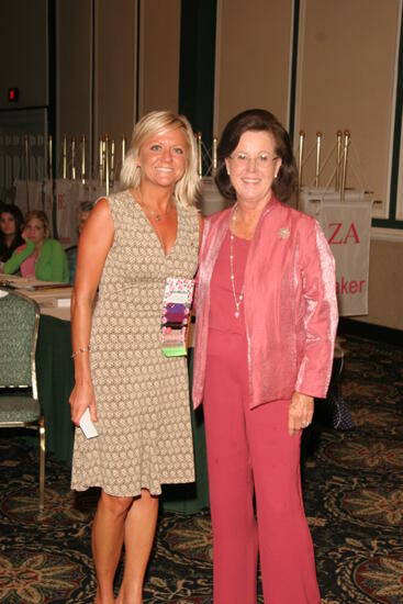 Shellye McCarty and Jennifer Jardine With Pin at Friday Convention Session Photograph, July 14, 2006 (image)