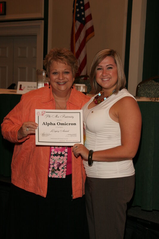 July 14 Kathy Williams and Alpha Omicron Chapter Member With Legacy Award at Friday Convention Session Photograph Image