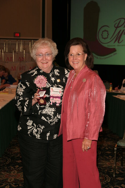 Shellye McCarty and Claudia Nemir With Pin at Friday Convention Session Photograph, July 14, 2006 (Image)