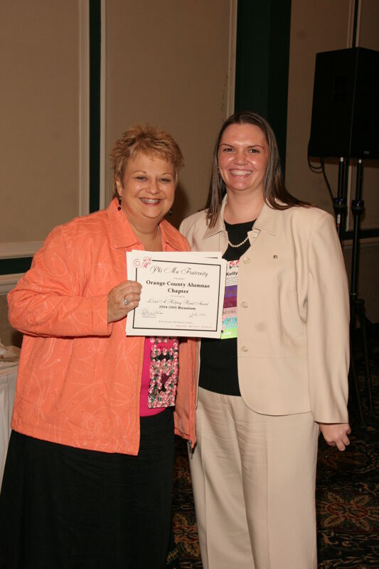 July 14 Kathy Williams and Orange County Alumnae Chapter Member With Certificate at Friday Convention Session Photograph Image