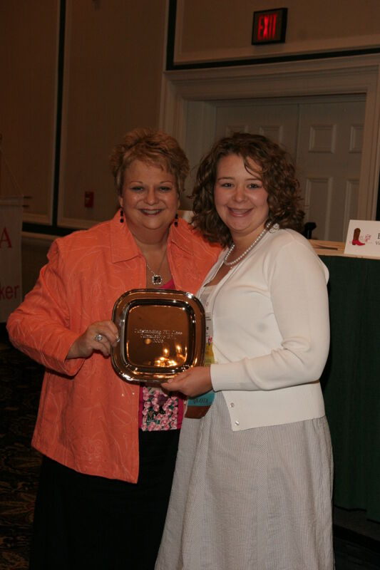 July 14 Kathy Williams and Unidentified With Award at Friday Convention Session Photograph 1 Image