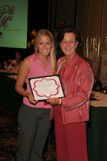 Shellye McCarty and Kappa Zeta Chapter Member With Certificate at Friday Convention Session Photograph, July 14, 2006 (image)