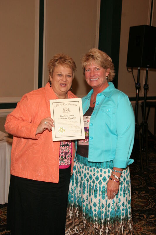 July 14 Kathy Williams and Dayton Alumnae Chapter Member With Certificate at Friday Convention Session Photograph Image