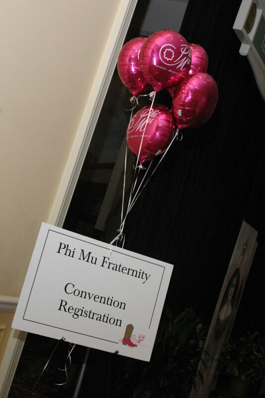 Convention Registration Sign and Balloons Photograph 2, July 2006 (Image)