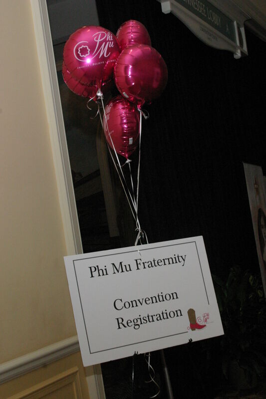 Convention Registration Sign and Balloons Photograph 4, July 2006 (Image)