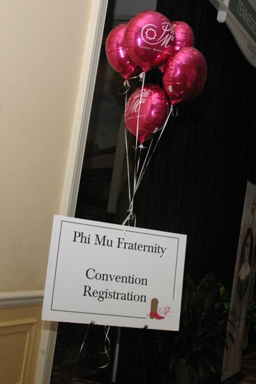 Convention Registration Sign and Balloons Photograph 1, July 2006 (image)