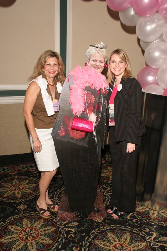 July 2006 Charlene and Shelly Favre With Cardboard Image of Kathy Williams at Convention Photograph Image
