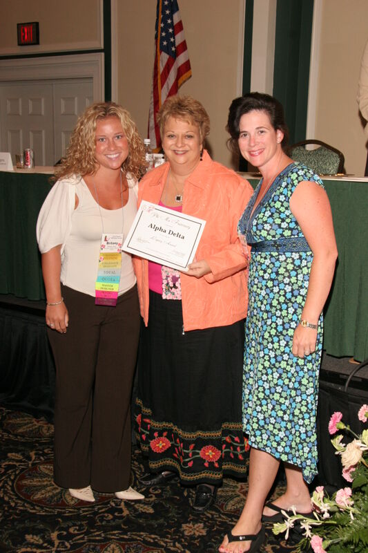 Shull, Williams, and Griffis With Certificate at Friday Convention Session Photograph 2, July 14, 2006 (Image)