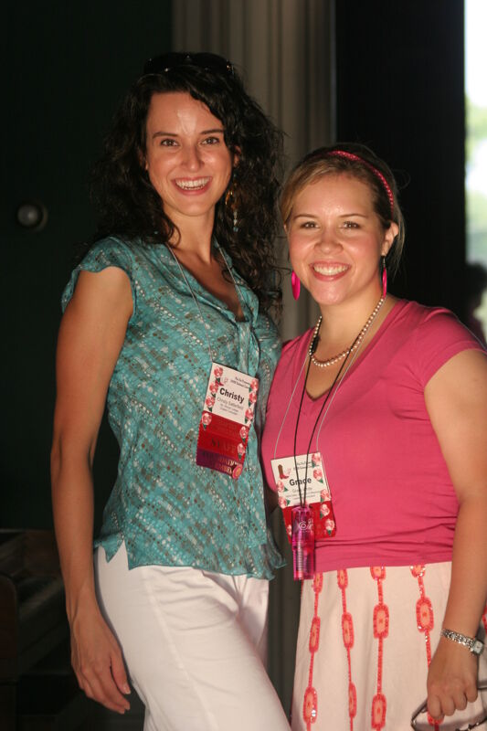 Christy Satterfield and Grace White on Convention Mansion Tour Photograph, July 2006 (Image)