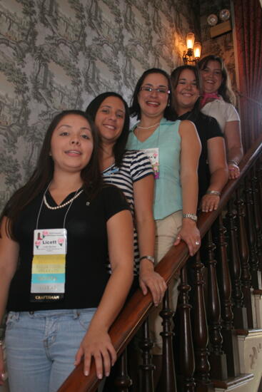 Five Phi Mus on Staircase During Convention Mansion Tour Photograph, July 2006 (image)