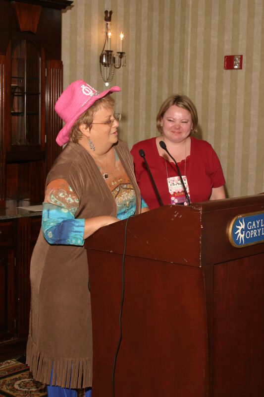 Kathy Williams Introducing Cara Dawn Byford at Convention Officer Luncheon Photograph, July 2006 (Image)