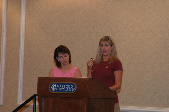 Beth Monnin and Andie Kash Speaking at Convention Officer Meeting Photograph 2, July 2006 (image)