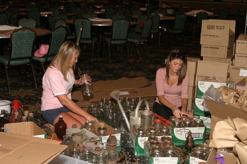 Phi Mus Unpacking Mason Jars at Convention Photograph, July 2006 (Image)