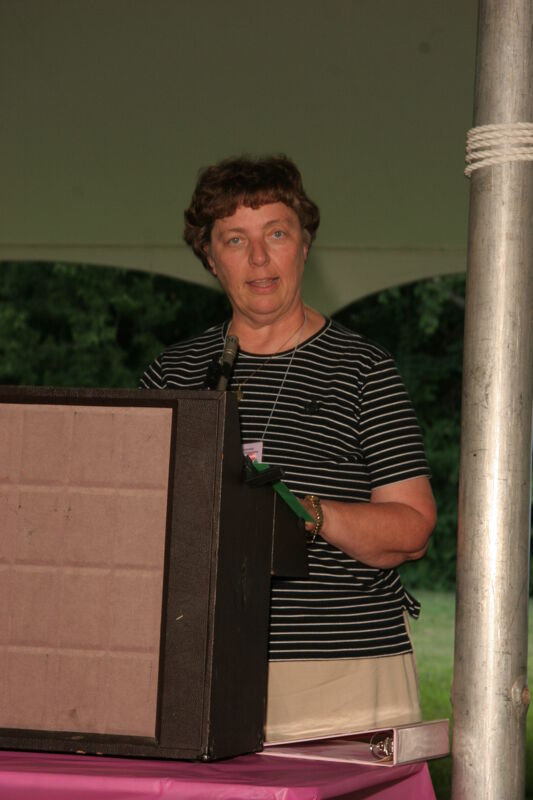 July 2006 Unidentified Phi Mu Speaking at Convention Outdoor Luncheon Photograph Image