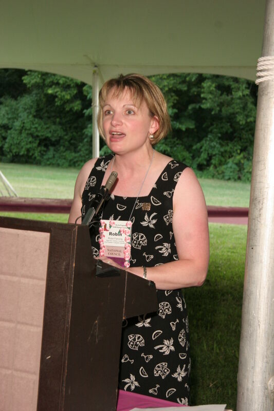 July 2006 Robin Fanning Speaking at Convention Outdoor Luncheon Photograph Image