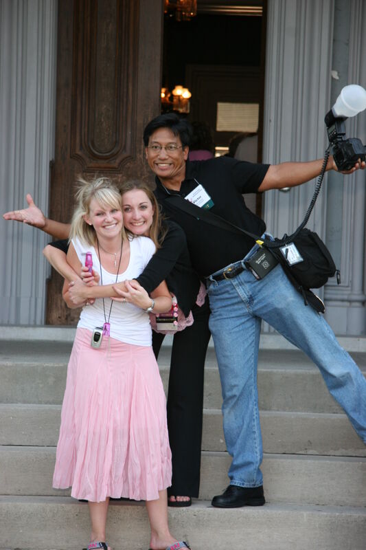 Victor and Two Unidentified Phi Mus During Convention Mansion Tour Photograph, July 2006 (Image)