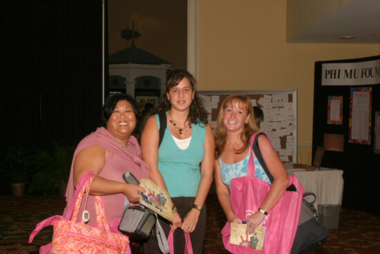 Aileen Eaves and Two Unidentified Phi Mus at Convention Registration Photograph, July 2006 (image)