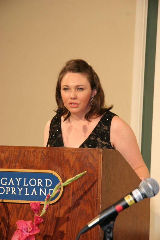 Unidentified Phi Mu Speaking at Convention Carnation Banquet Photograph, July 15, 2006 (Image)