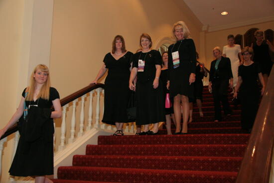 Phi Mus Descending Stairs to Convention Carnation Banquet Photograph 1, July 15, 2006 (image)