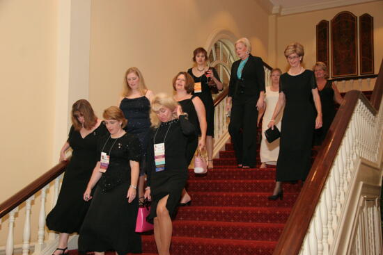 Phi Mus Descending Stairs to Convention Carnation Banquet Photograph 2, July 15, 2006 (image)