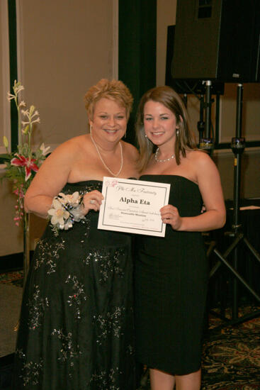 Kathy Williams and Alpha Eta Chapter Member With Certificate at Convention Carnation Banquet Photograph, July 15, 2006 (image)