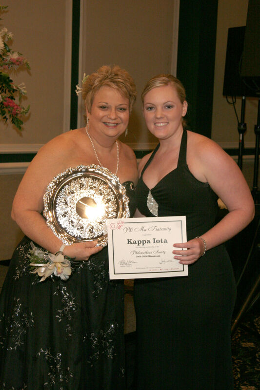 Kathy Williams and Kappa Iota Chapter Member With Award at Convention Carnation Banquet Photograph, July 15, 2006 (Image)