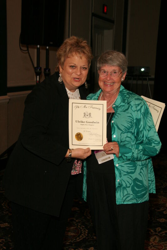 July 15 Kathy Williams and Ulrike Goodwin With Certificate at Convention Sisterhood Luncheon Photograph 1 Image
