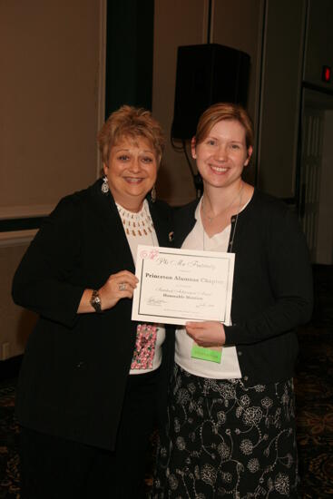 Kathy Williams and Princeton Alumna With Certificate at Convention Sisterhood Luncheon Photograph 3, July 15, 2006 (image)