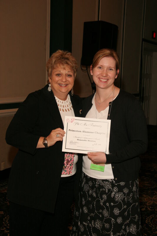 July 15 Kathy Williams and Princeton Alumna With Certificate at Convention Sisterhood Luncheon Photograph 3 Image