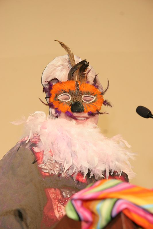 July 15 Cardboard Image of Kathy Williams in Mask at Convention Sisterhood Luncheon Photograph 1 Image