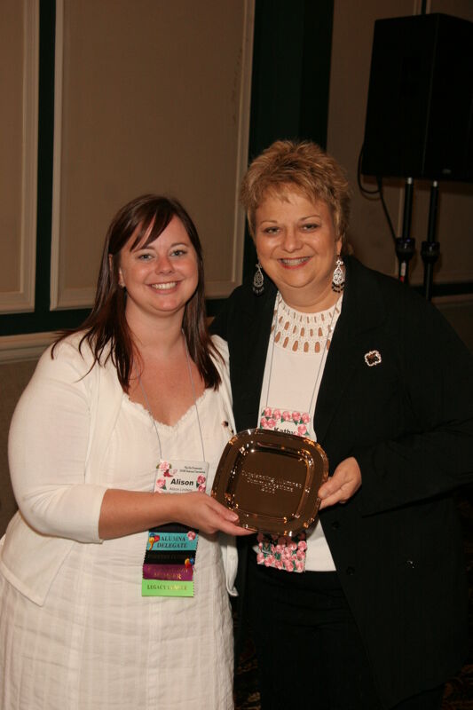 July 15 Kathy Williams and Alison Lindsey With Award at Convention Sisterhood Luncheon Photograph Image