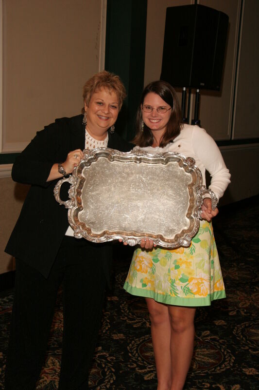 Kathy Williams and Jessica Layson With Award at Convention Sisterhood Luncheon Photograph 2, July 15, 2006 (Image)