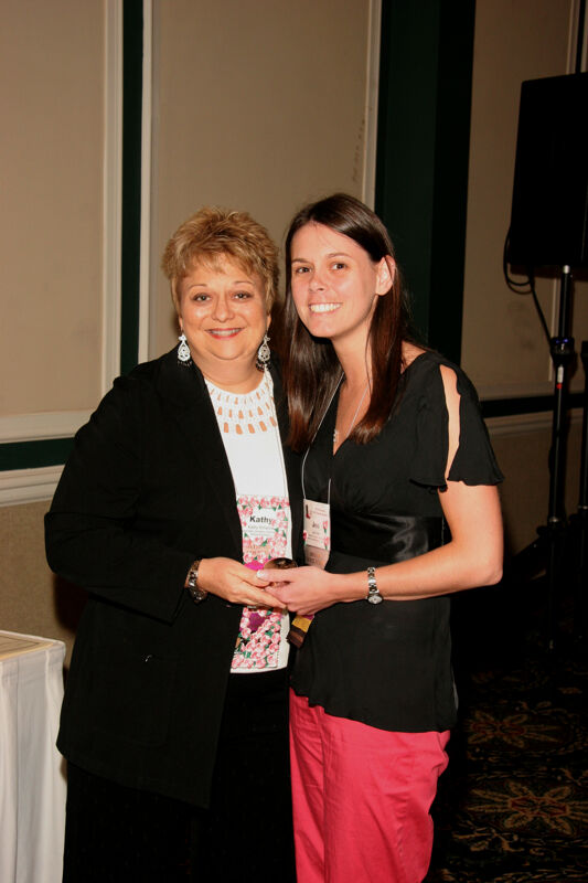 July 15 Kathy Williams and Jen Free With Award at Convention Sisterhood Luncheon Photograph Image