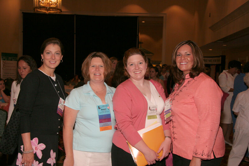 Cober, Kane, and Two Unidentified Phi Mus at Convention Sisterhood Luncheon Photograph, July 15, 2006 (Image)