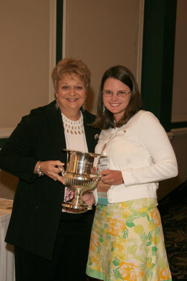 Kathy Williams and Jessica Layson With Award at Convention Sisterhood Luncheon Photograph 1, July 15, 2006 (image)