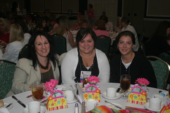 Lindsay Dickey ant Two Unidentified Phi Mus at Convention Sisterhood Luncheon Photograph 2, July 15, 2006 (image)