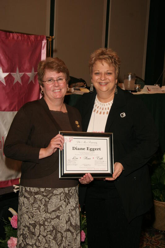 July 15 Kathy Williams and Diane Eggert With Plaque at Convention Sisterhood Luncheon Photograph 3 Image