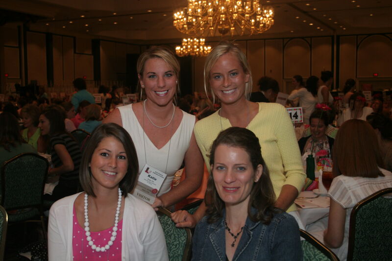 Katie Olk and Three Unidentified Phi Mus at Convention Sisterhood Luncheon Photograph 2, July 15, 2006 (Image)