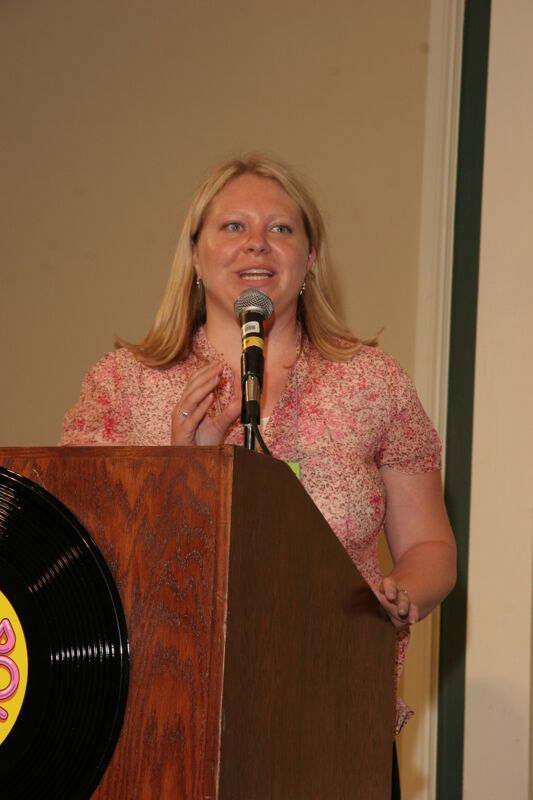 Unidentified Phi Mu Speaking at Thursday Convention Luncheon Photograph 1, July 13, 2006 (Image)